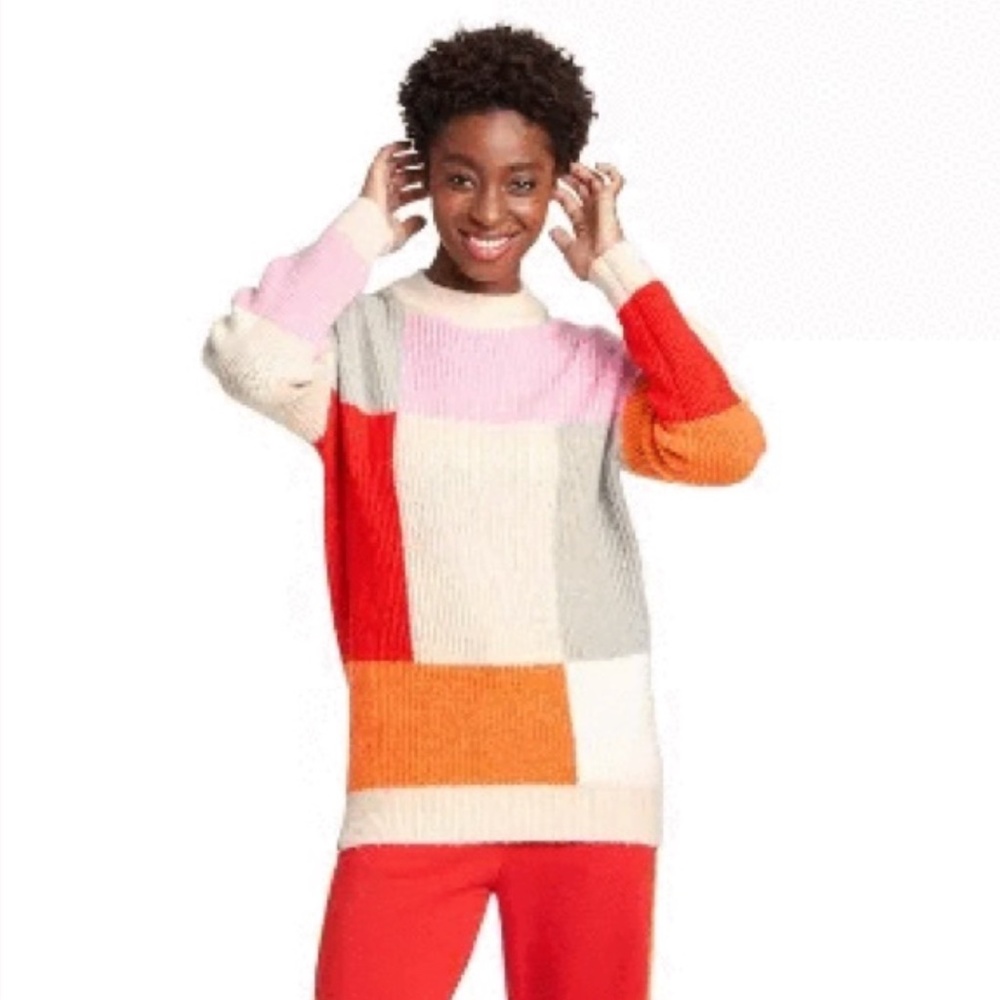 LEGO collection  x Target Women's Color Block Sweater Red / Pink / Orange